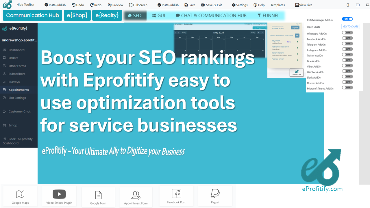 Boost your SEO rankings with Eprofitify easy to use optimization tools for service businesses